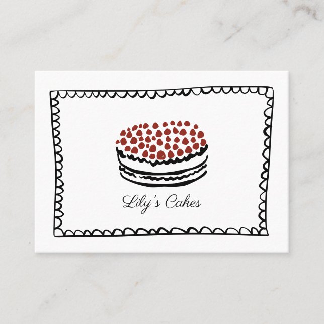 Visita Tarjeta de presentación de Whimsical Doodles Cake  (Anverso)
