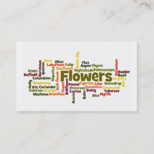 Visita Tarjeta de presentación de Word Cloud Flowers