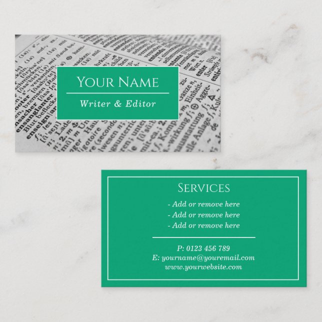Visita Tarjeta de presentación de Writer Moderno Typograp (Anverso / Reverso)