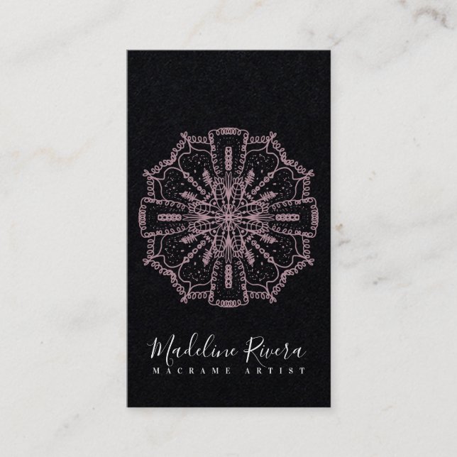 Visita Tarjeta de presentación de yoga mandala boho rosa  (Anverso)