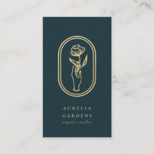Visita Tarjeta de presentación del logotipo floral dorado