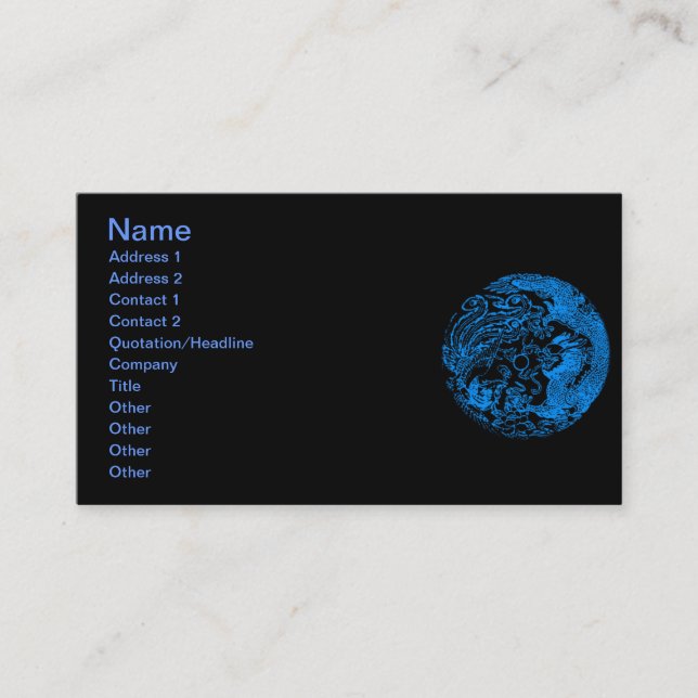 Visita Tarjeta de presentación Dragon y Phoenix (Anverso)