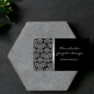 Visita Tarjeta de presentación Ebony Damask Ribbon
