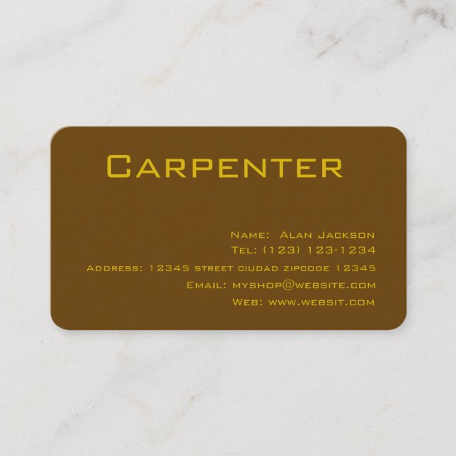 Visita Tarjeta de presentación editable de CARPINTERO (Anverso)