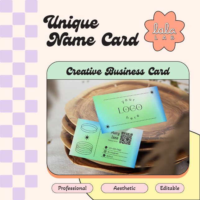 Visita Tarjeta de presentación editable de moda Neon Blue (Subido por el creador)