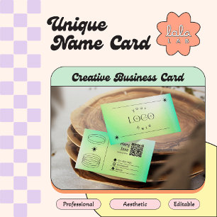 Visita Tarjeta de presentación editable de moda Neon Gree