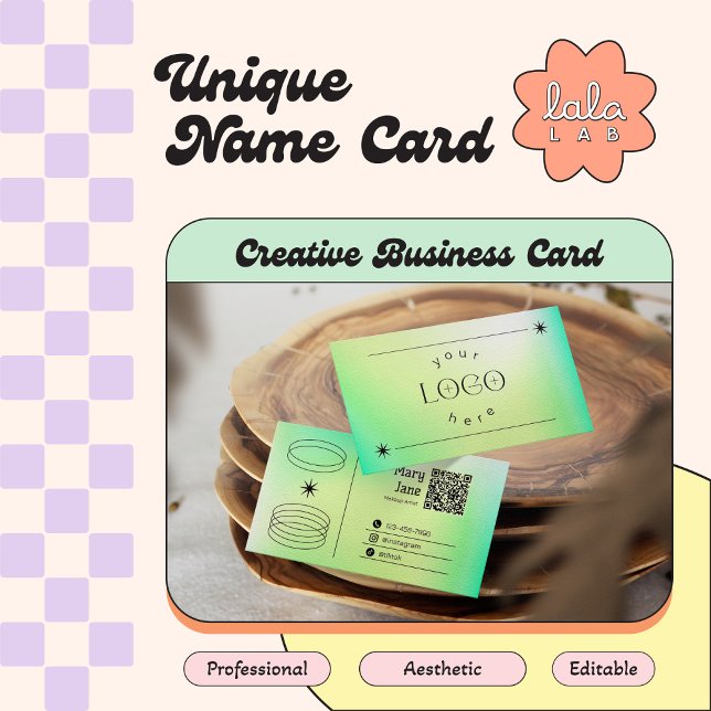 Visita Tarjeta de presentación editable de moda Neon Gree (Subido por el creador)