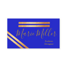 Tarjeta de presentación elegante azul real y dorad