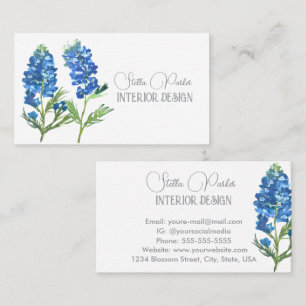 Visita Tarjeta de presentación elegante de flores de Blue