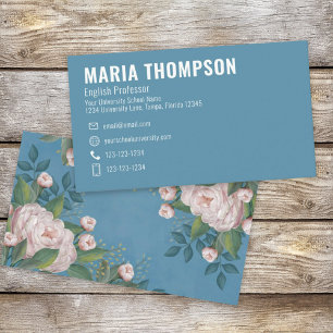 Visita Tarjeta de presentación elegante floral rosa azul 