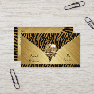 Visita Tarjeta de Presentación Elegante Joya Dorada Anima