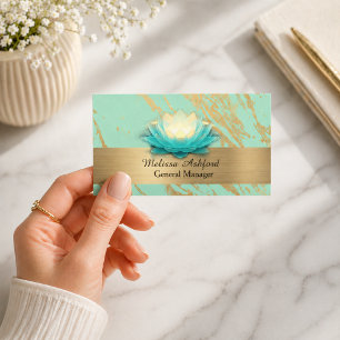Visita Tarjeta de Presentación Elegante Lotus   Turquesa 