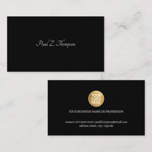 Visita Tarjeta de presentación elegante negra con logotip