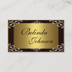 Visita Tarjeta de Presentación Elegante Negro Oro Elite
