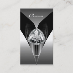 Visita Tarjeta de Presentación Elegante Plata Negro Cromo