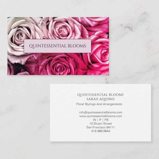 Visita Tarjeta de presentación elegante rosa rubor (Anverso / Reverso)
