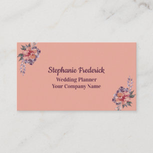 Visita Tarjeta de presentación femenina floral rosa y púr