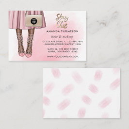Visita Tarjeta de presentación femenina rosa y dorada