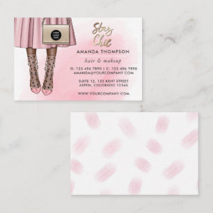 Visita Tarjeta de presentación femenina rosa y dorada