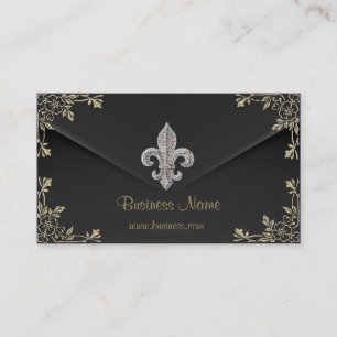 Visita Tarjeta de presentación fleur de lis de plata 2