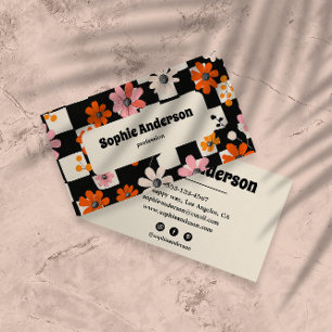 Visita Tarjeta de presentación floral a cuadros moderna y