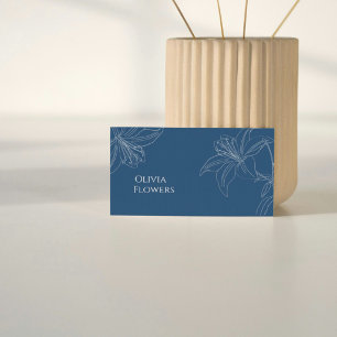 Visita Tarjeta de Presentación Floral Azul Elegante   Min