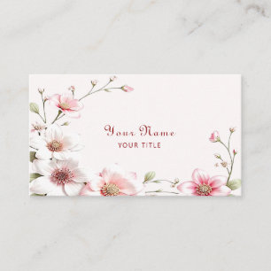 Visita Tarjeta de presentación floral blanca rosa elegant