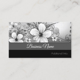 Visita Tarjeta de presentación floral blanca y negra