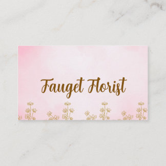 Visita tarjeta de presentación floral de acuarela rosa y 