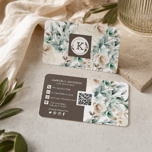 Visita Tarjeta de presentación floral elegante acuarela