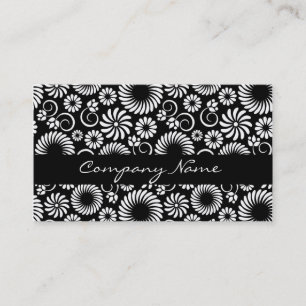 Visita Tarjeta de presentación floral en blanco y negro