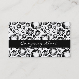 Visita Tarjeta de presentación floral en blanco y negro