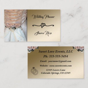 Visita Tarjeta de presentación Floral & Gold Wedding Plan