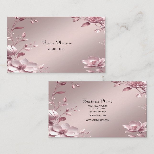 Visita Tarjeta de presentación floral rosa delicada (Anverso / Reverso)
