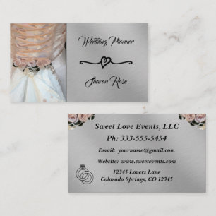 Visita Tarjeta de presentación Floral & Silver Wedding Pl