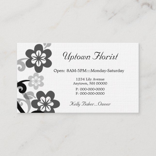Visita Tarjeta de presentación Fun y Flirty Floral, Gris (Anverso)