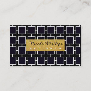 Visita Tarjeta de presentación geométrica chic negro blan