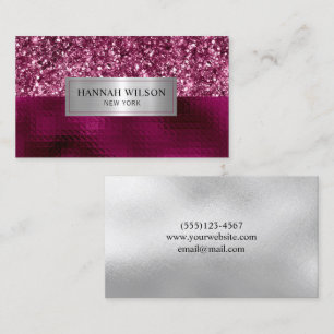 Visita Tarjeta de presentación Glam Burgundy Sparkle Purp