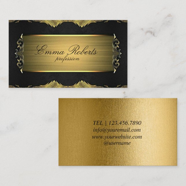 Visita Tarjeta de presentación Gold & Black Texture (Anverso / Reverso)