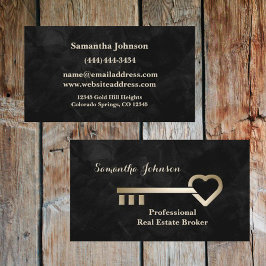 Visita Tarjeta de presentación Gold Key Velvet Black Real