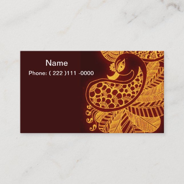 Visita Tarjeta de presentación Gold Mehndi (Anverso)