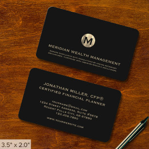Visita Tarjeta de presentación Gold Monogram Financial Pl