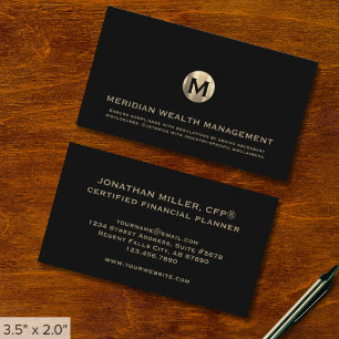 Visita Tarjeta de presentación Gold Monogram Financial Pl