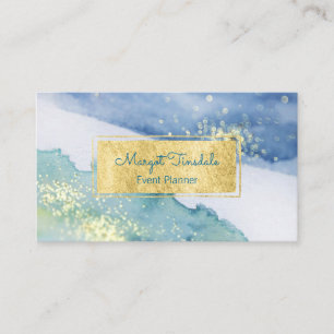 Visita Tarjeta de presentación Gold Sparkle and Watercolo