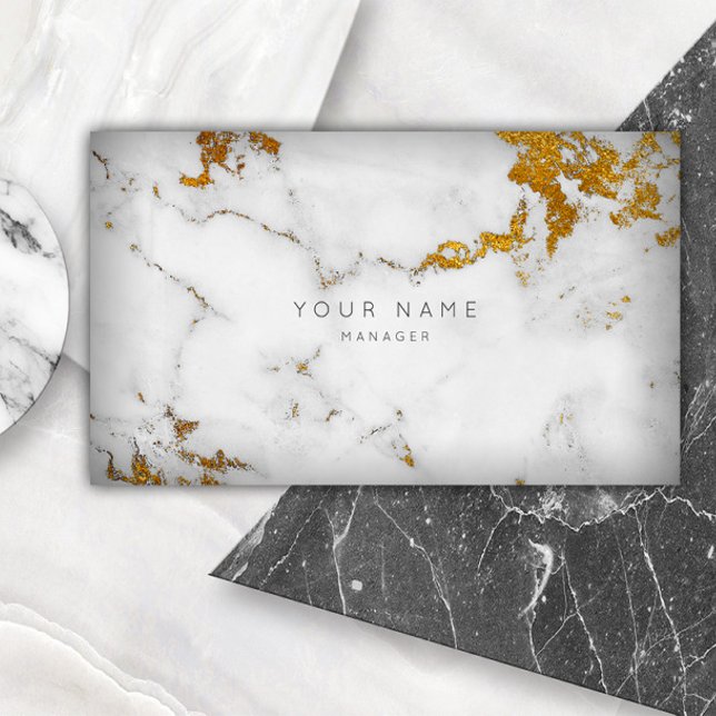 Visita Tarjeta de presentación Golden Gray Marble Vip (Golden White Gray Marble Vip Business Card)