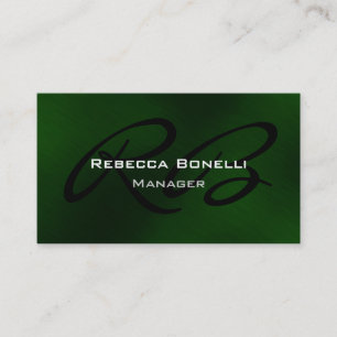 Visita Tarjeta de presentación Green Black White Monogram