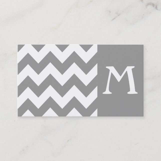 Visita Tarjeta de presentación Gris Bold Chevron Monogram (Anverso)