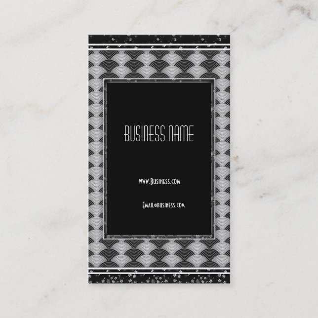 Visita Tarjeta de Presentación Gris Negro Art Déco (Anverso)