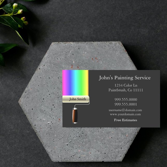 Visita Tarjeta de presentación Gris para pintores rodados (Gray Rolling Painters Business Card)