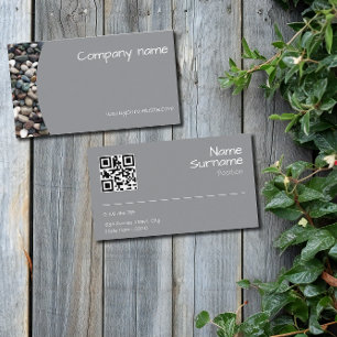 Visita Tarjeta de presentación gris QR foto de guijarro m